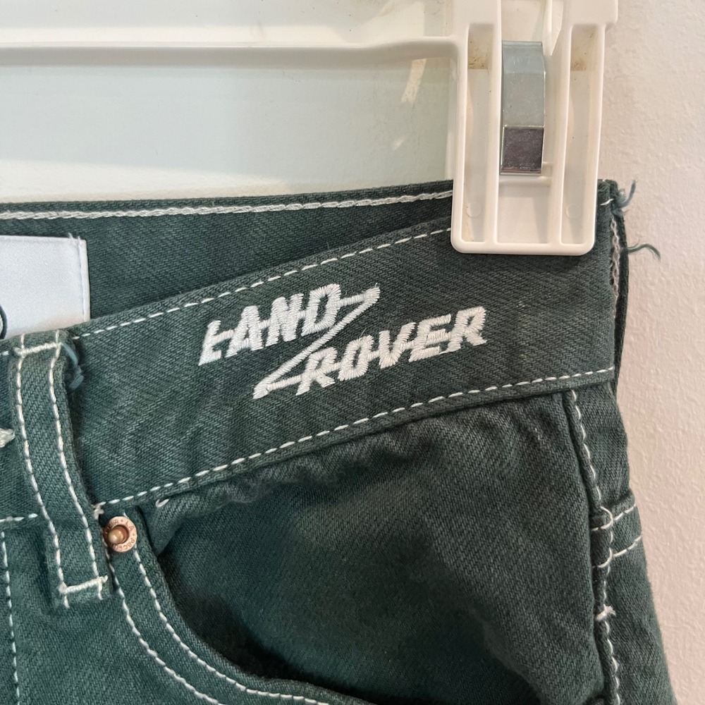 PacSun Land Rover High Waisted Straight Leg Jeans Green Contrast Stitch Size 22 - Picture 2 of 7